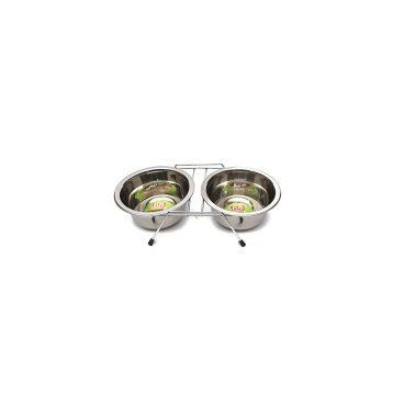 Flip Kedi ve Küçük Irk Köpekler İçin Paslanmaz Çelik İkili 2x240 ml Mama ve Su Kabı