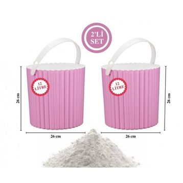 Flora F365 2'li Un ve Yuvarlak Pembe Bakliyat Saklama Kovası