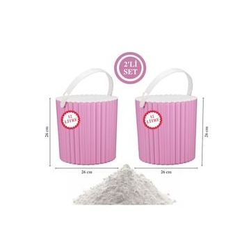 Flora F365 2'li Un ve Yuvarlak Pembe Bakliyat Saklama Kovası