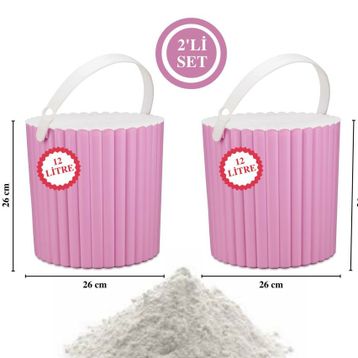 Flora F365 2'li Un ve Yuvarlak Pembe Bakliyat Saklama Kovası