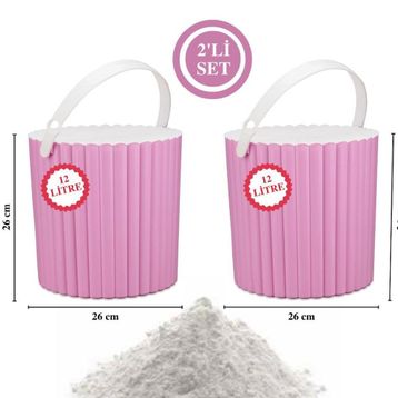 Flora F365 2'li Un ve Yuvarlak Pembe Bakliyat Saklama Kovası