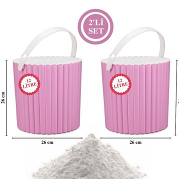 Flora F365 2'li Un ve Yuvarlak Pembe Bakliyat Saklama Kovası