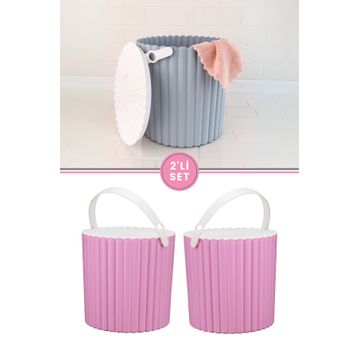 Flora F365 2'li Un ve Yuvarlak Pembe Bakliyat Saklama Kovası