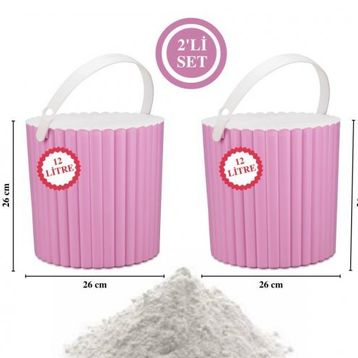 Flora F365 2'li Un ve Yuvarlak Pembe Bakliyat Saklama Kovası