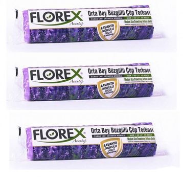 Florex 55 x 60 cm Büzgülü Lavanta Kokulu Orta Boy Çöp Torbası Mor 1 paket