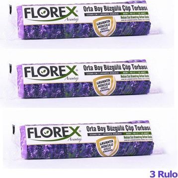 Florex 55 x 60 cm Büzgülü Lavanta Kokulu Orta Boy Çöp Torbası Mor 1 paket