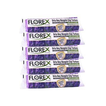 Florex 55 x 60 cm Büzgülü Lavanta Kokulu Orta Boy Çöp Torbası Mor 1 paket
