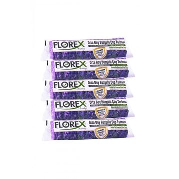 Florex 55 x 60 cm Büzgülü Lavanta Kokulu Orta Boy Çöp Torbası Mor 1 paket