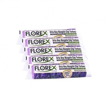 Florex 55 x 60 cm Büzgülü Lavanta Kokulu Orta Boy Çöp Torbası Mor 1 paket