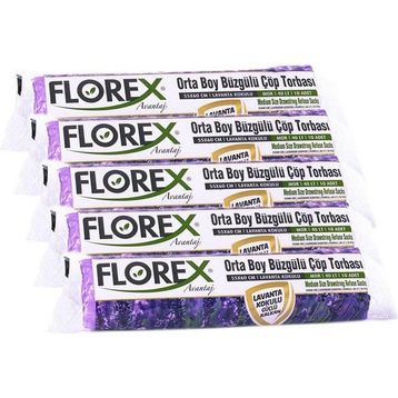 Florex 55 x 60 cm Büzgülü Lavanta Kokulu Orta Boy Çöp Torbası Mor 1 paket