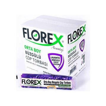 Florex 55 x 60 cm Büzgülü Lavanta Kokulu Orta Boy Çöp Torbası Mor 1 paket