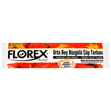 Florex 55x60 cm Büzgülü Çilek Kokulu Orta Boy Çöp Poşeti