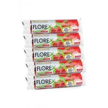 Florex 55x60 cm Büzgülü Çilek Kokulu Orta Boy Çöp Poşeti