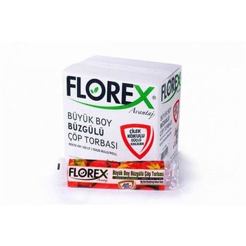 Florex 55x60 cm Büzgülü Çilek Kokulu Orta Boy Çöp Poşeti