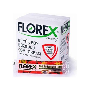Florex 55x60 cm Büzgülü Çilek Kokulu Orta Boy Çöp Poşeti
