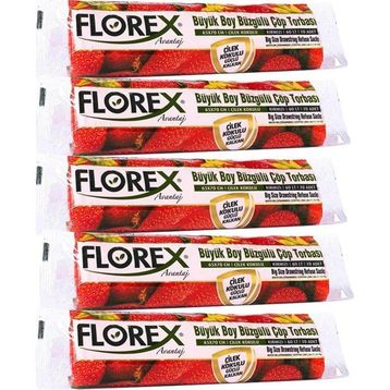 Florex Büzgülü Büyük Boy Çöp Torbası Çilek Kokulu 65X70 Cm 1 Paket