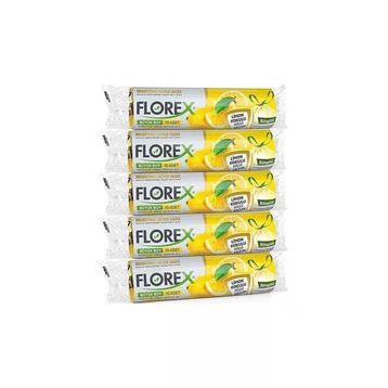 Florex Çöp Torbası Orta Boy 55 Cm X 60 Cm Sarı Limon Kokulu Büzgülü 10'Lu 1 Paket