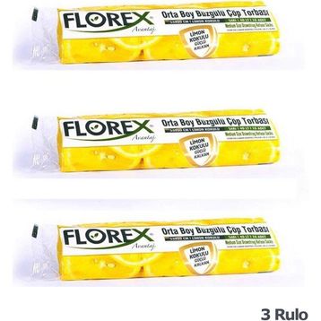 Florex Çöp Torbası Orta Boy 55 Cm X 60 Cm Sarı Limon Kokulu Büzgülü 10'Lu 1 Paket