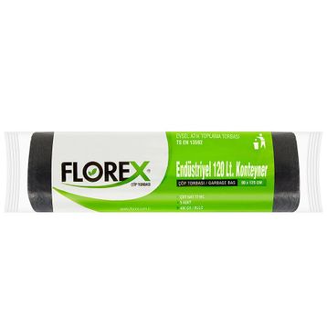Florex Endüstriyel Konteyner Boy Çöp Torbası 120 lt Siyah 90 x 125 cm 1 paket (5 adet)