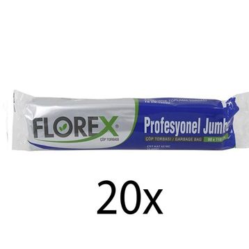 Florex Profesyonel Jumbo 10 Adet 20 Rulo Siyah Çöp Torbası