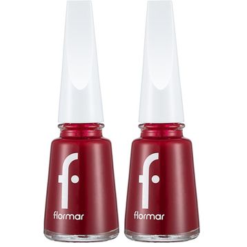 Flormar 406 Dark Red 2'li Nail Enamel Uzun Süre Kalıcı Besleyici Oje