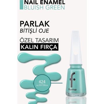 Flormar 424 Bluish Green Nail Enamel Uzun Süre Kalıcı Besleyici Oje