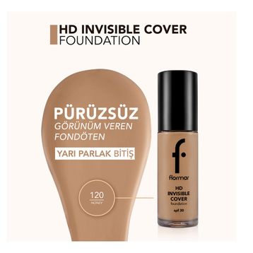 Flormar Invisible Cover HD Foundation 120 Fondöten