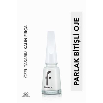 Flormar Nail Enamel 400 Bright White Klasik Parlak Bitişli Yüksek Pigmentli Oje