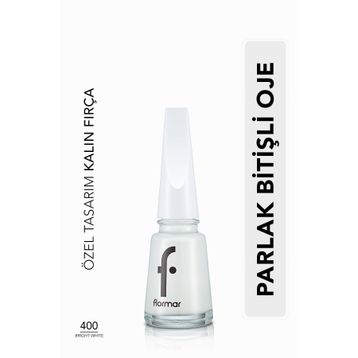 Flormar Nail Enamel 400 Bright White Klasik Parlak Bitişli Yüksek Pigmentli Oje