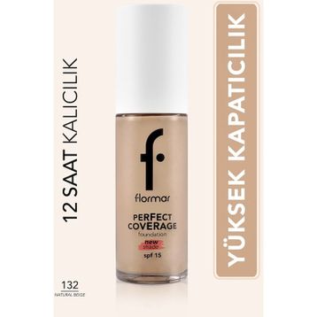 Flormar Perfect Coverage 132 Natural Beige Yoğun Kapatıcı Su Bazlı Fondöten