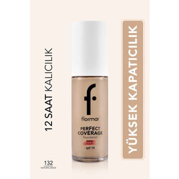 Flormar Perfect Coverage 132 Natural Beige Yoğun Kapatıcı Su Bazlı Fondöten