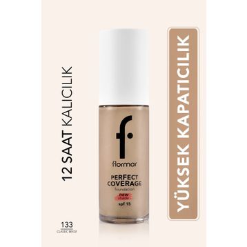 Flormar Perfect Coverage 133 Classic Beige Yoğun Kapatıcı Su Bazlı Fondöten