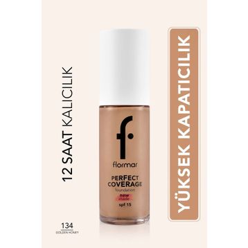 Flormar Perfect Coverage 134 Golden Honey Yoğun Kapatıcı Su Bazlı Fondöten