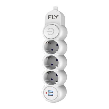 Fly 3393 2 USB 2.1A 2 mt Uzatma Kablosu Termal Akım Korumalı 3'lü Priz