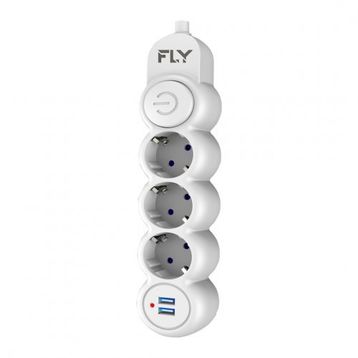 Fly 3393 2 USB 2.1A 2 mt Uzatma Kablosu Termal Akım Korumalı 3'lü Priz