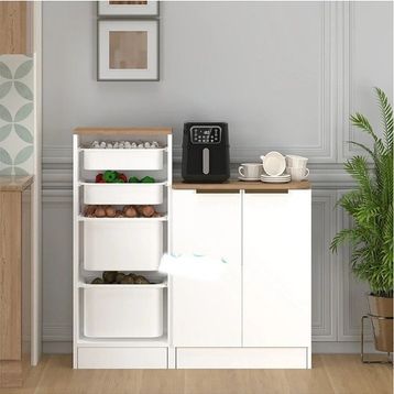 Fly Mobilya 110 cm 4 Çekmeceli Beyaz Loya Çok Amaçlı Dolap