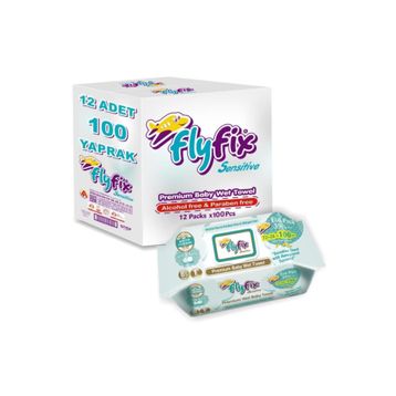 Flyfix Sensitive 12 Adet 100 Yaprak Islak Havlu Mendil