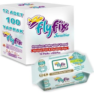 Flyfix Sensitive 12 Adet 100 Yaprak Islak Havlu Mendil