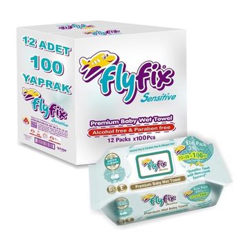 Flyfix Sensitive 12 Adet 100 Yaprak Islak Havlu Mendil