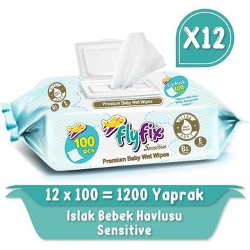 Flyfix Sensitive 12 Adet 100 Yaprak Islak Havlu Mendil