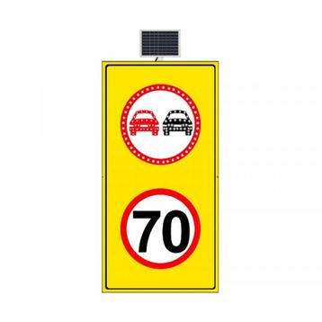 FM Trafik 70 km/h LED'siz Sarı Zemin 1000x1750 mm Sollama Yasak LED'li Hız Limiti