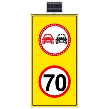 FM Trafik 70 km/h LED'siz Sarı Zemin 1000x1750 mm Sollama Yasak LED'li Hız Limiti
