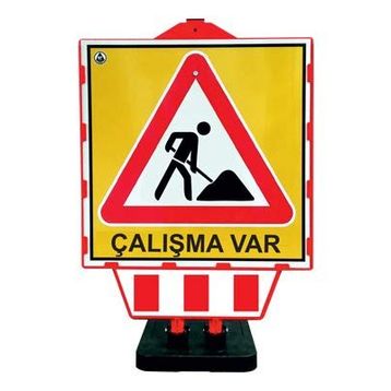FM Trafik 90x60x48 cm Katlanır Uyarı Levhalı Bariyer Çalışma Var