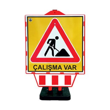 FM Trafik 90x60x48 cm Katlanır Uyarı Levhalı Bariyer Çalışma Var