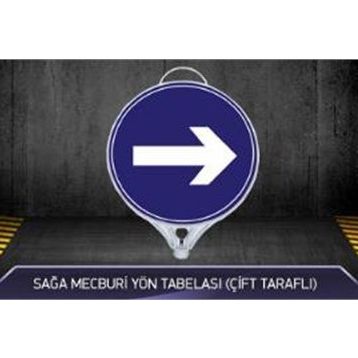 FM Trafik Çift Taraflı Sağa Mecburi Yön Tabelası