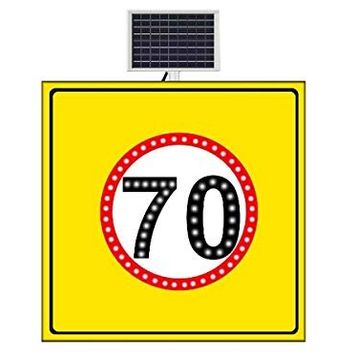 FM Trafik Sarı Zemin 1000x1000 mm Güneş Enerjili Hız Limiti 70 Km/H