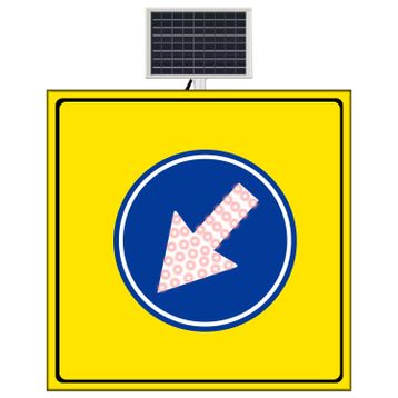 FM Trafik Sarı Zemin 1000x1000 mm Güneş Enerjili Sola Mecburi Yön