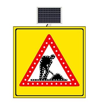 FM Trafik Sarı Zemin 1000x1000 mm Güneş Enerjili Yolda Çalışma Var