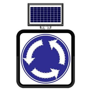 FM Trafik Solar Flaşörlü Ledli Trafik Levhası 60x60 cm Dönel Kavşak