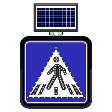 FM Trafik Solar Flaşörlü Ledli Trafik Levhası 60x60 cm Yaya Geçidi